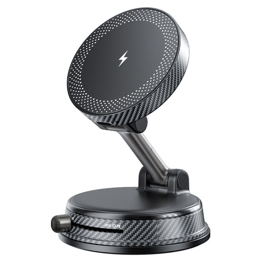 Multifunctional Rotating Magnetic Car Phone Mount | Vacuum Suction Cup Holder with 15W Wireless Charging